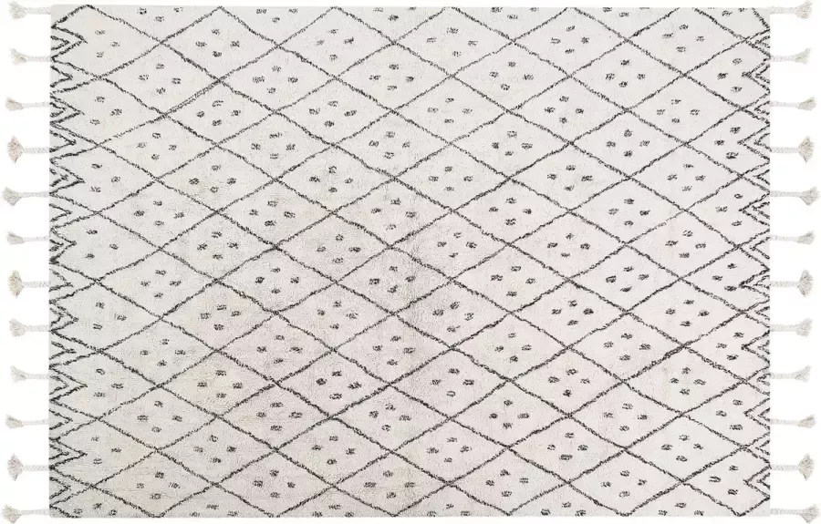 Beliani AGADIR Laagpolig vloerkleed Wit 160 x 230 cm Katoen - Foto 2