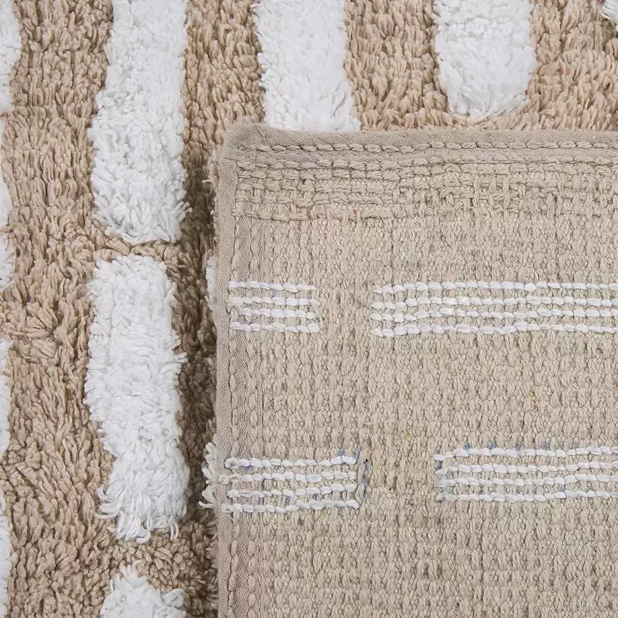 Beliani AHIRLI Laagpolig vloerkleed Beige 120 x 180 cm Katoen