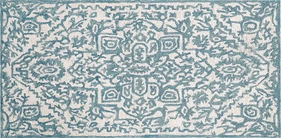 Beliani Vloerkleed wol wit blauw 80 x 150 cm AHMETLI - Foto 3