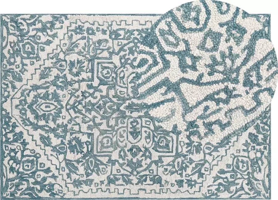 Beliani Vloerkleed wol wit blauw 140 x 200 cm AHMETLI - Foto 2