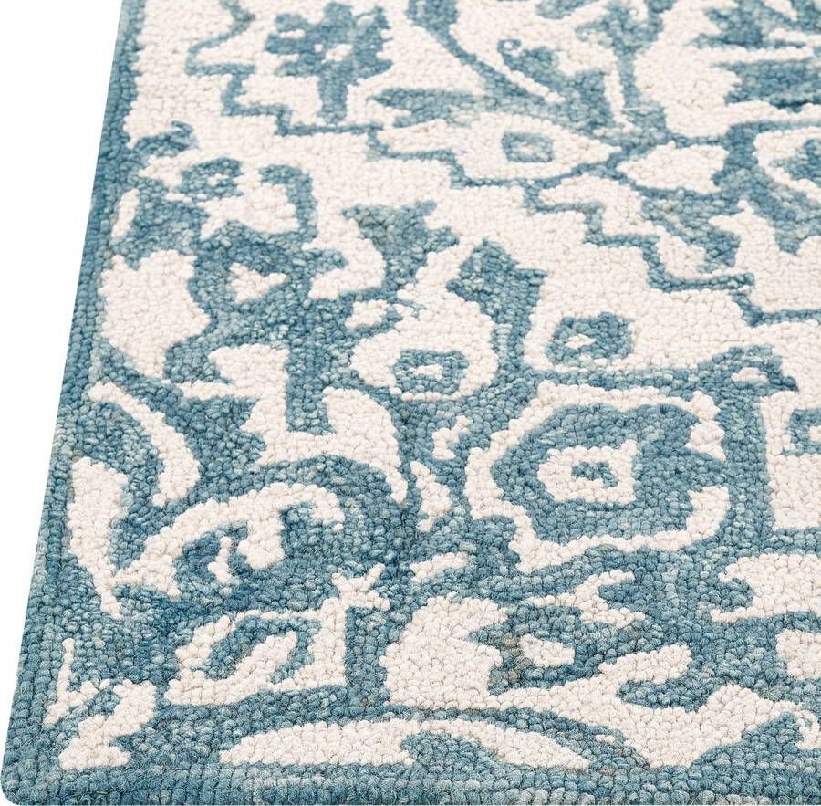 Beliani Vloerkleed wol wit blauw 160 x 230 cm AHMETLI