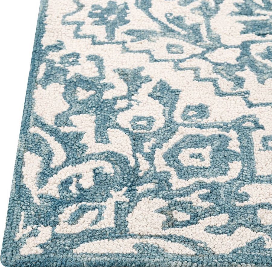 Beliani Vloerkleed wol wit blauw 200 x 200 cm AHMETLI