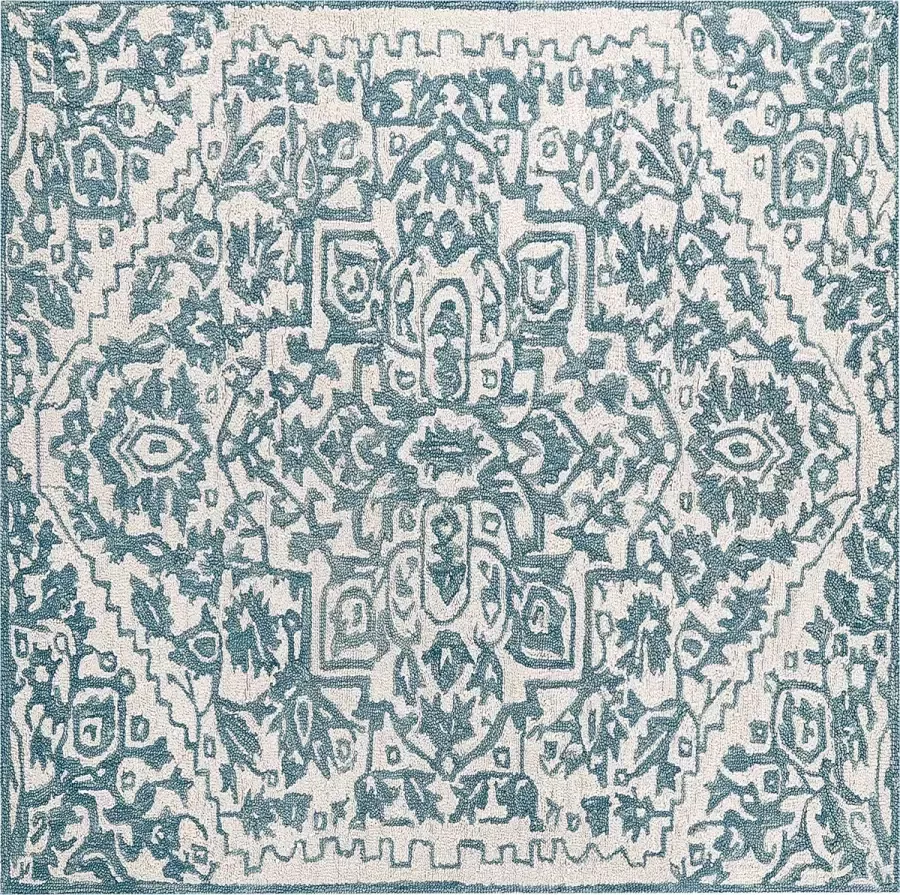 Beliani Vloerkleed wol wit blauw 200 x 200 cm AHMETLI - Foto 3