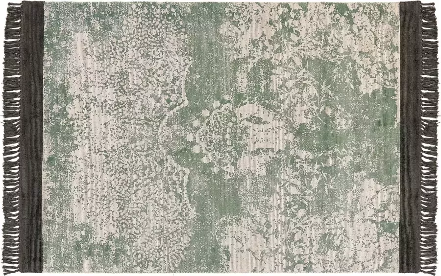 Beliani Vloerkleed viscose groen beige 160 x 230 cm AKARSU