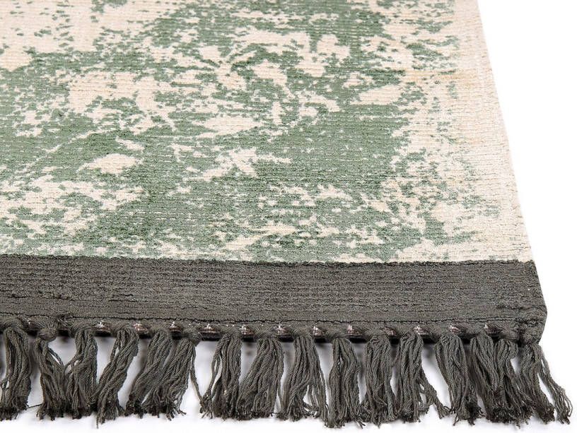 Beliani Vloerkleed viscose groen beige 80 x 150 cm AKARSU