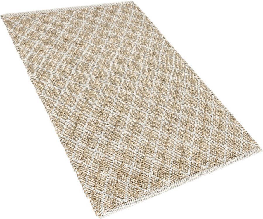 Beliani AKBEZ Laagpolig vloerkleed Beige 50 x 80 cm Jute