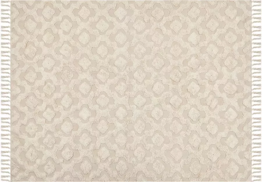 Beliani AKSARAY Laagpolig vloerkleed Beige 160 x 230 cm Katoen - Foto 2