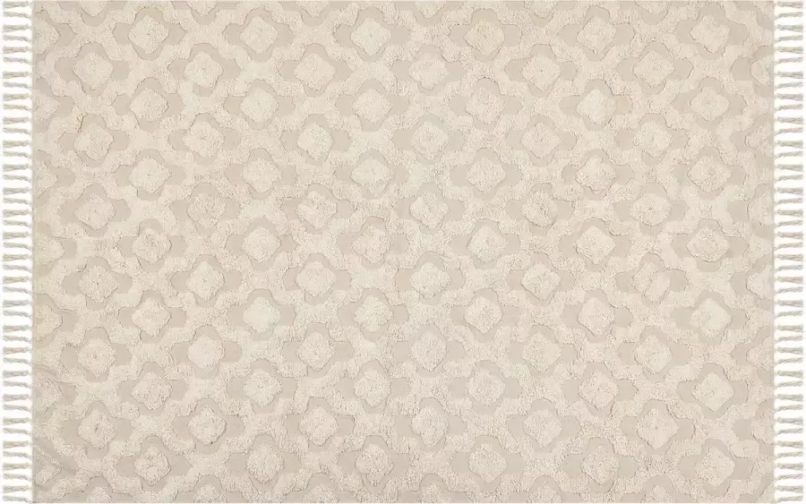 Beliani AKSARAY Laagpolig vloerkleed Beige 140 x 200 cm Katoen - Foto 2