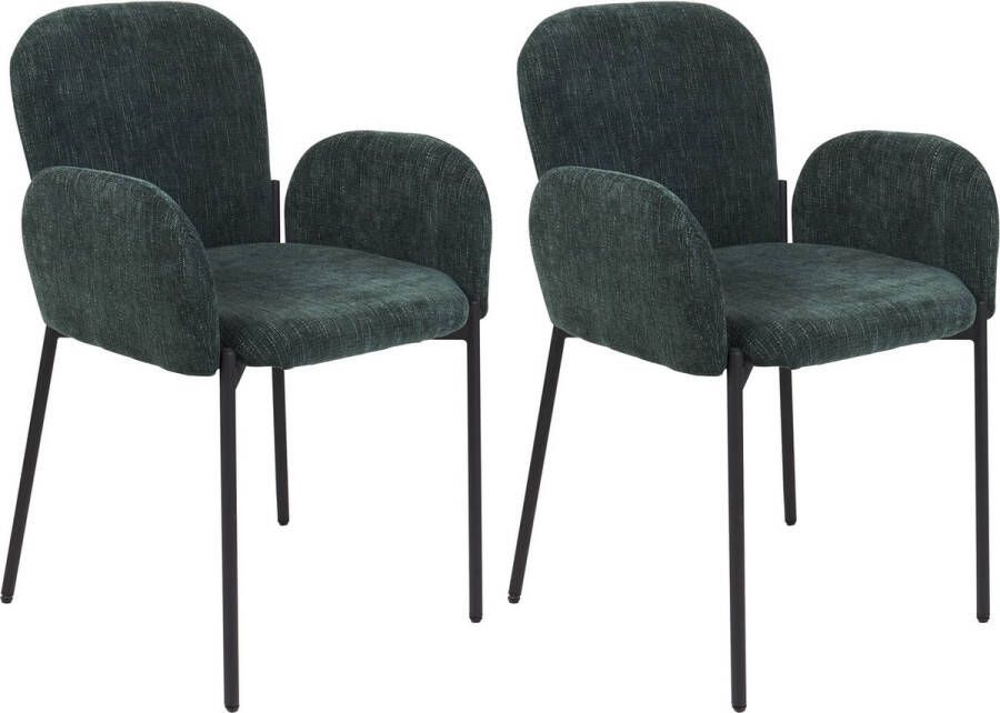 Beliani ALBEE Eetkamerstoel set van 2 Donkergroen Polyester