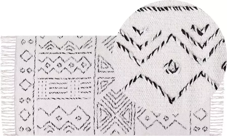 Beliani ALKENT Shaggy tapijt Gebroken wit 80 x 150 cm Wol