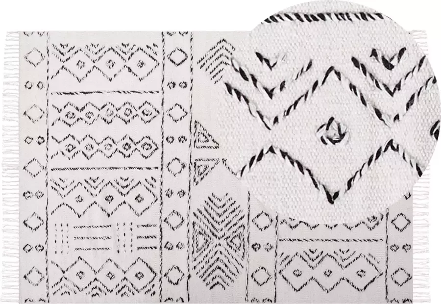 Beliani ALKENT Shaggy tapijt Gebroken wit 140 x 200 cm Wol