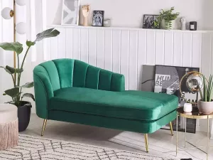 Beliani ALLIER Chaise longue groen Fluweel