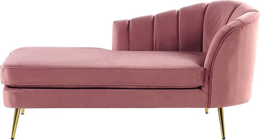 Beliani ALLIER Chaise longue Roze Rechterzijde Fluweel