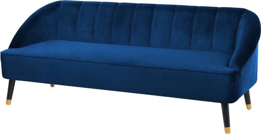 Beliani ALSVAG Three Seater Sofa Blauw Fluweel