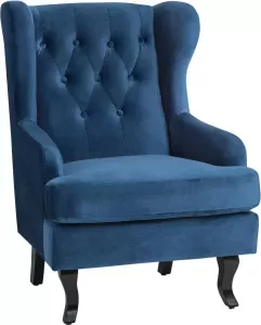 Beliani ALTA Chesterfield fauteuil blauw Fluweel