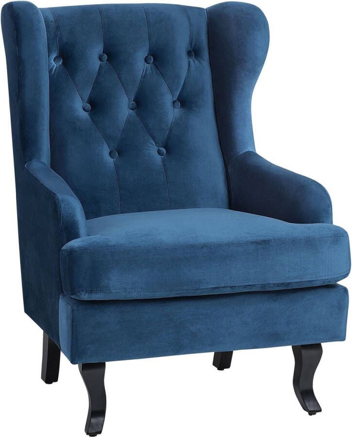 Beliani ALTA Chesterfield fauteuil Blauw Fluweel - Foto 2