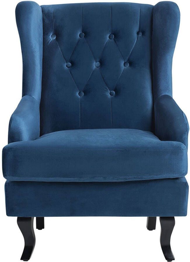 Beliani ALTA Chesterfield fauteuil Blauw Fluweel - Foto 1