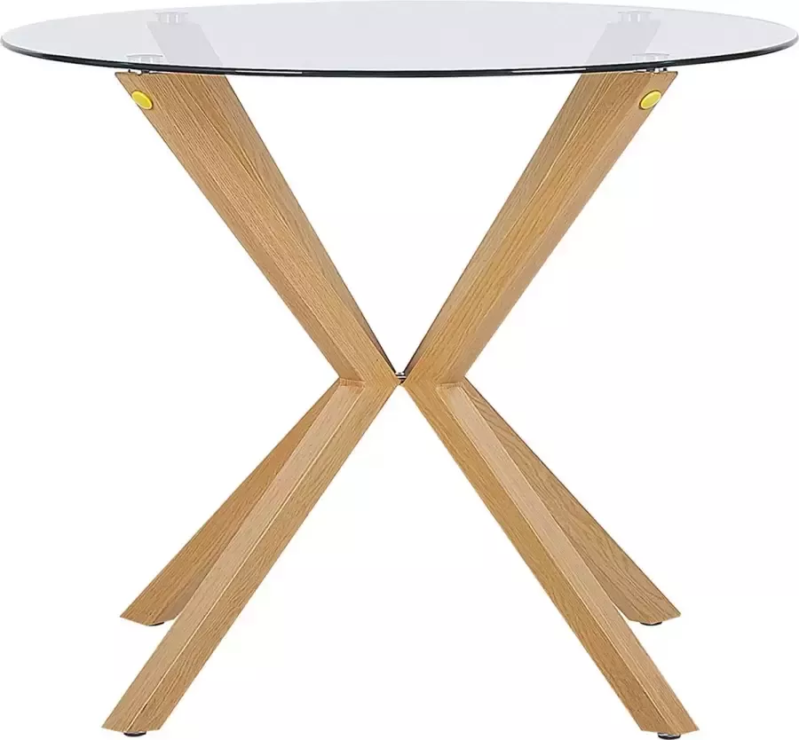 Beliani ALTURA Ronde eettafel Lichte houtkleur 90 cm Veiligheidsglas - Foto 2