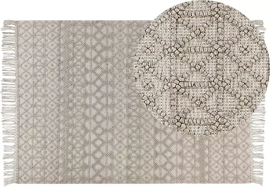 Beliani ALUCRA Modern vloerkleed Zandbeige 160 x 230 cm Wol