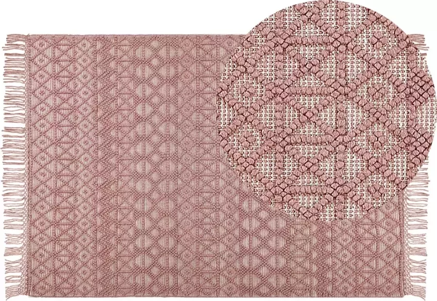 Beliani ALUCRA Modern vloerkleed Roze 160 x 230 cm Wol