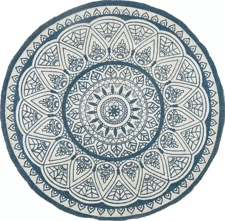 Beliani ANADERE Laagpolig vloerkleed Blauw 120 cm Jute