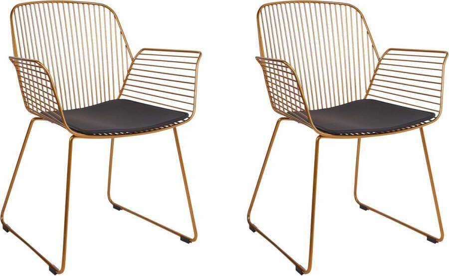 Beliani Set van 2 eetkamerstoelen APPLETON Metaal Goud