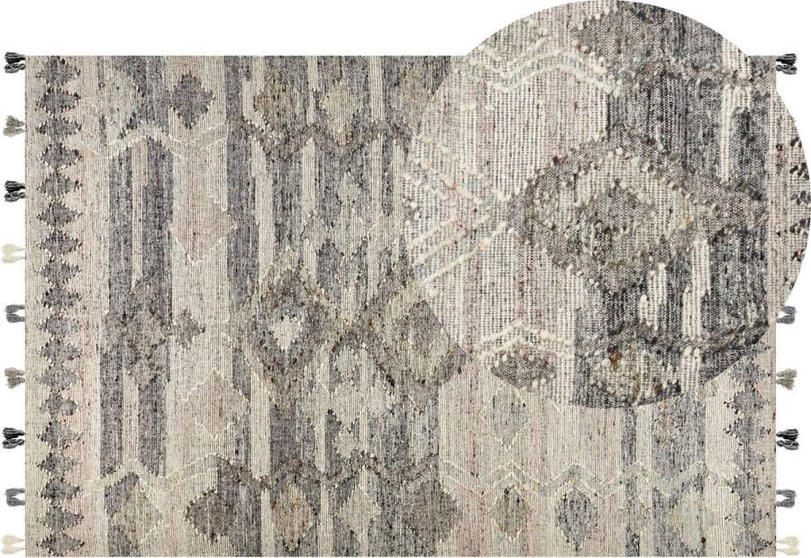 Beliani ARATASHEN Kelim vloerkleed Grijs 200 x 300 cm Wol