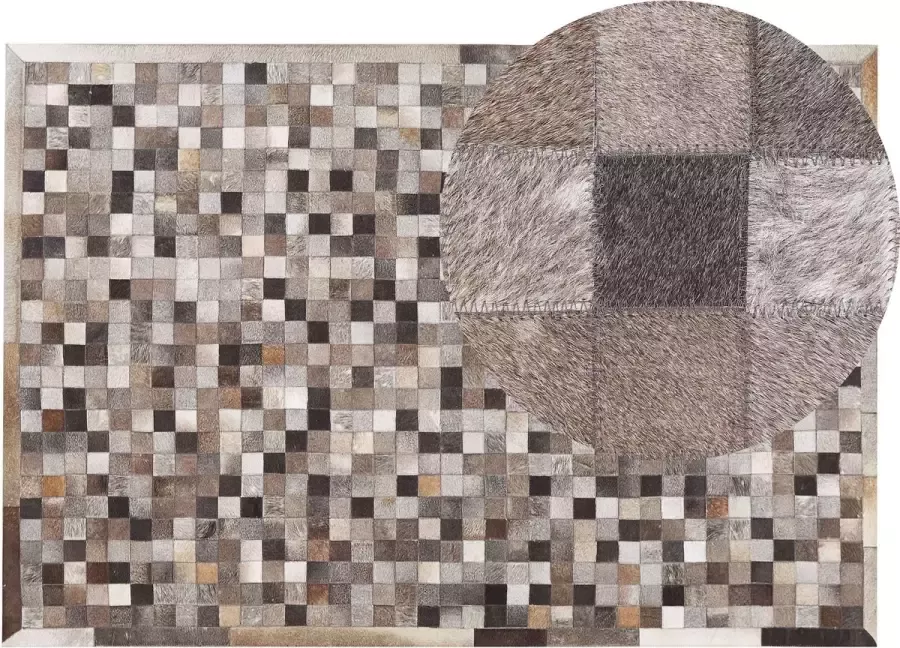 Beliani ARMUTLU Patchwork vloerkleed Grijs 140 x 200 cm Koeienhuid - Foto 2