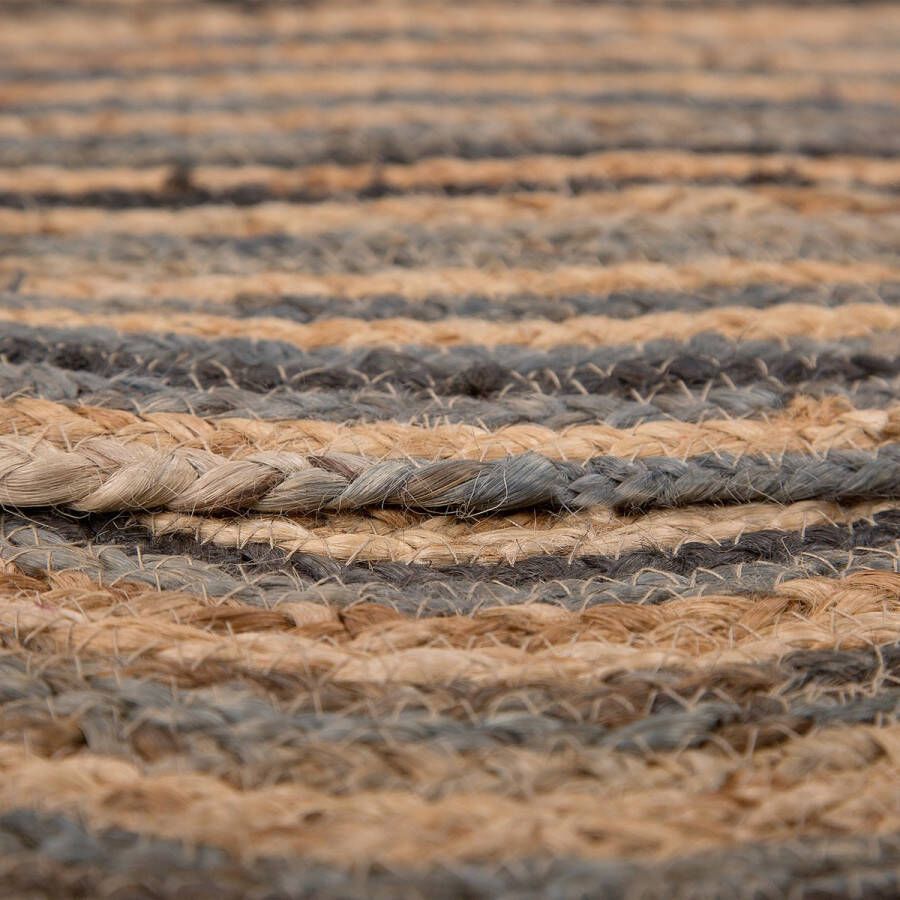 Beliani Vloerkleed jute beige zwart ⌀ 140 cm ARTORA