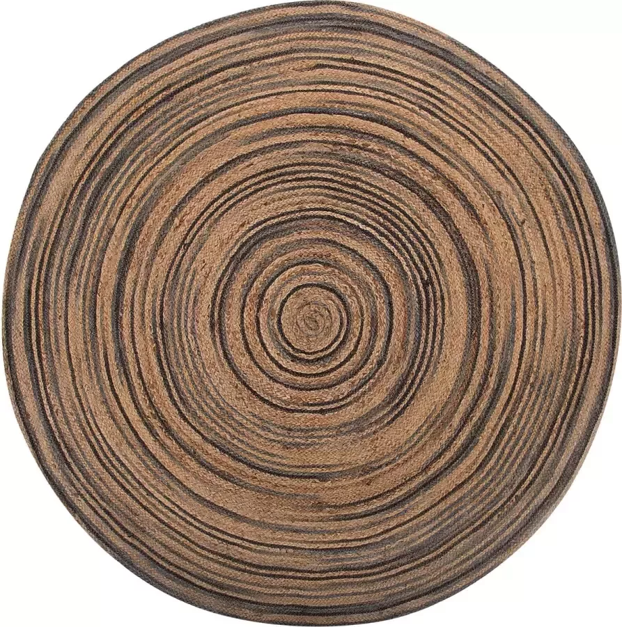 Beliani Vloerkleed jute beige zwart ⌀ 140 cm ARTORA - Foto 2