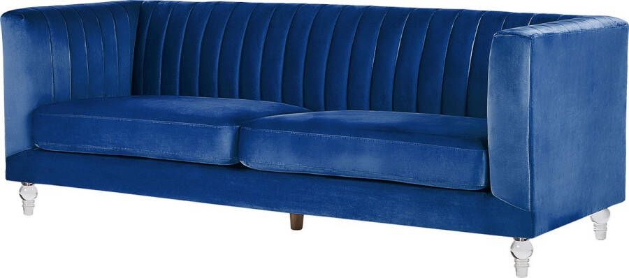 Beliani ARVIKA Three Seater Sofa Blauw Fluweel - Foto 2