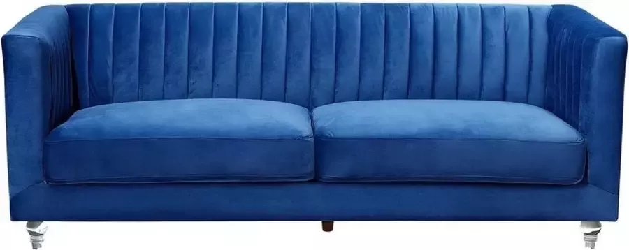 Beliani ARVIKA Three Seater Sofa Blauw Fluweel - Foto 3