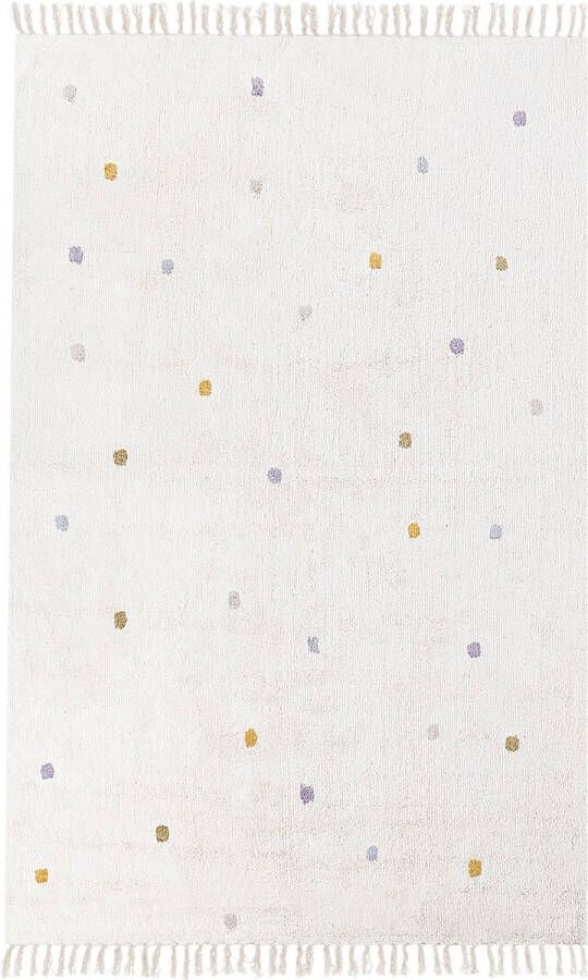 Beliani ASTAF Vloerkleed Wit Meerkleurig 140 x 200 cm Katoen
