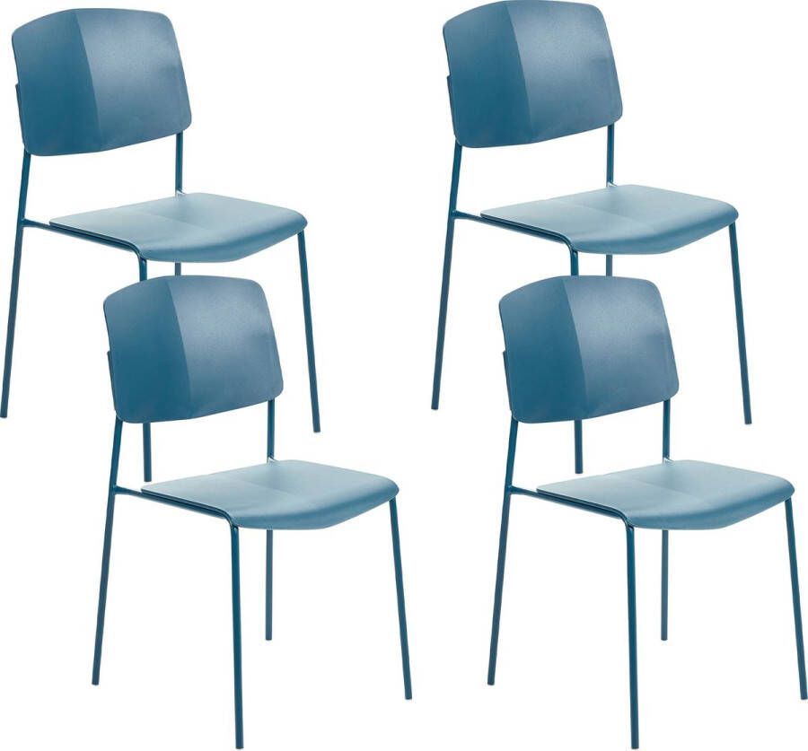 Beliani ASTORIA Set of 4 Chairs Blauw Synthetisch materiaal - Foto 1