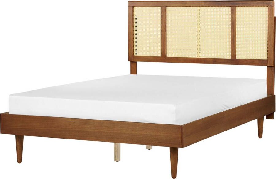 Beliani AURAY Tweepersoonsbed Donkerbruin 140 x 200 cm Rubberhout
