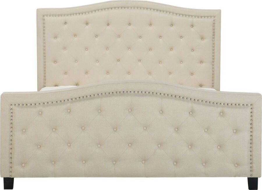 Beliani AUREL Tweepersoonsbed Beige 180 x 200 cm Polyester