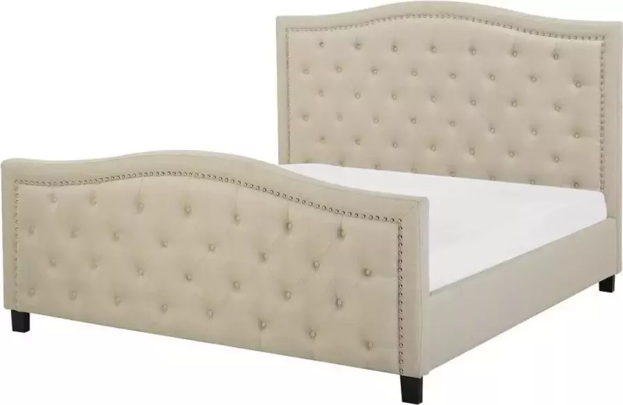 Beliani AUREL Tweepersoonsbed Beige 180 x 200 cm Polyester - Foto 2