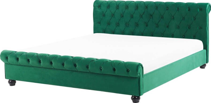 Beliani AVALLON Waterbed Smaragdgroen 160 x 200 cm Fluweel