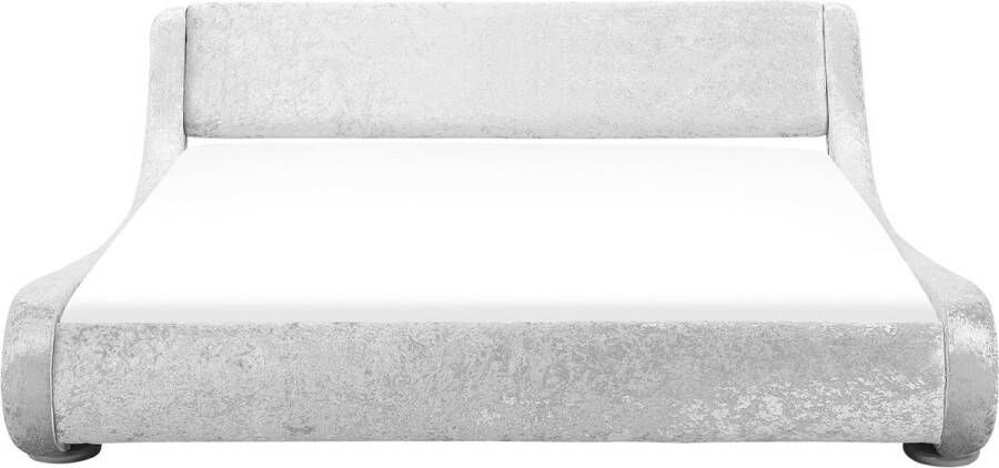 Beliani AVIGNON Futon tweepersoonsbed Zilver 180 x 200 cm Fluweel - Foto 1