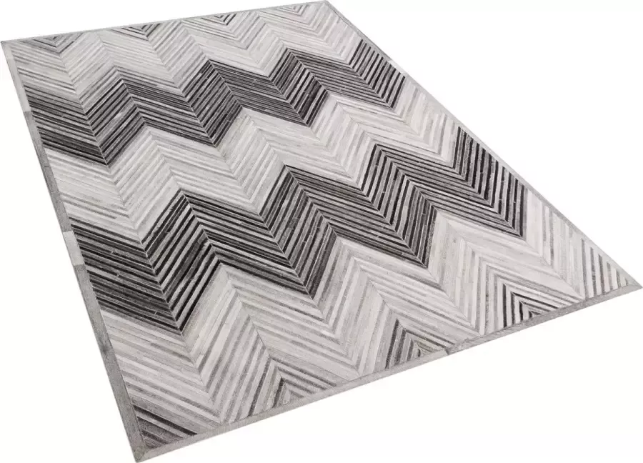 Beliani AYTEPE Laagpolig vloerkleed Lichtgrijs 140 x 200 cm Koeienhuid leer - Foto 2