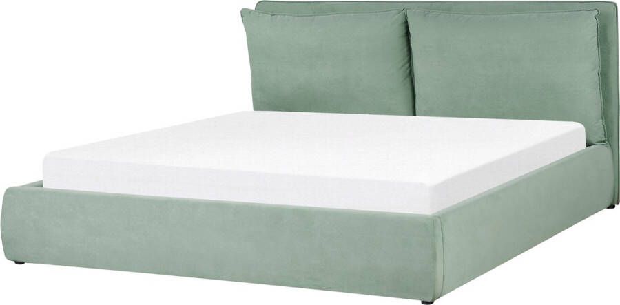 Beliani Bed met opbergruimte Fluweel BAJONNA 180 x 200 cm Mintgroen - Foto 2