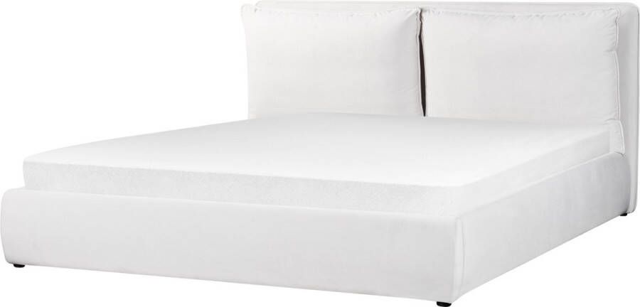 Beliani BAJONNA Bed met opbergruimte Gebroken wit 180 x 200 cm Fluweel - Foto 2