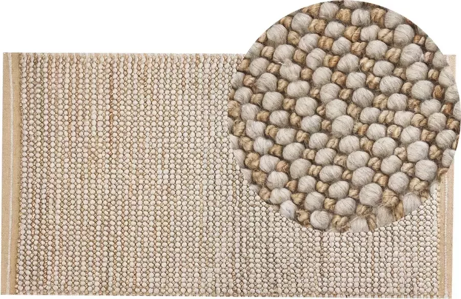 Beliani BANOO Vloerkleed Lichtbeige 80 x 150 cm Wol