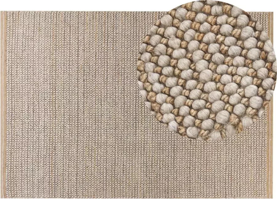 Beliani BANOO Vloerkleed Beige 140 x 200 cm Wol