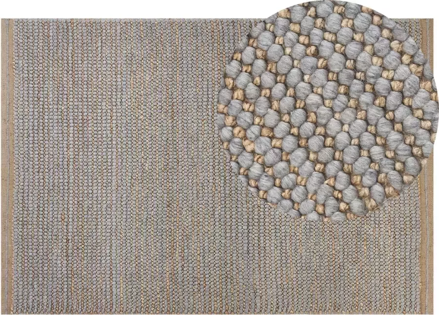 Beliani BANOO Vloerkleed Grijs 140 x 200 cm Wol
