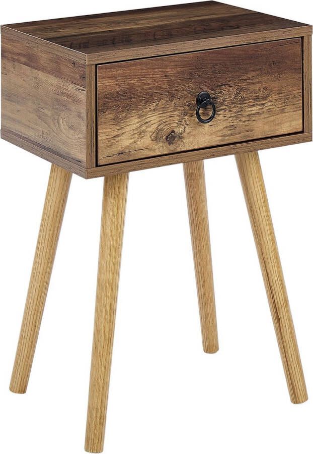 Beliani BATLEY Bedside Table Donkere houtkleur Vezelplaat