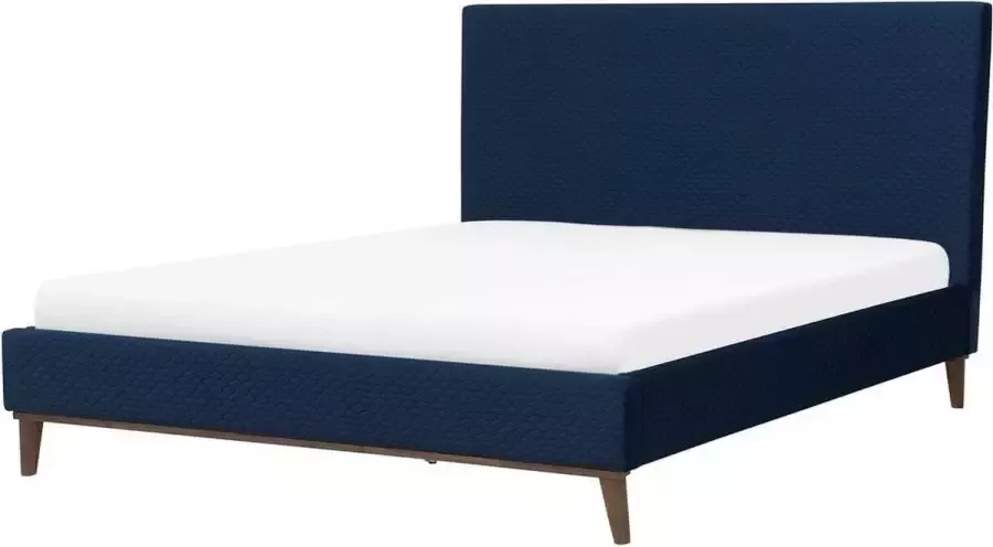 Beliani BAYONNE Tweepersoonsbed Blauw 160 x 200 cm Fluweel - Foto 2