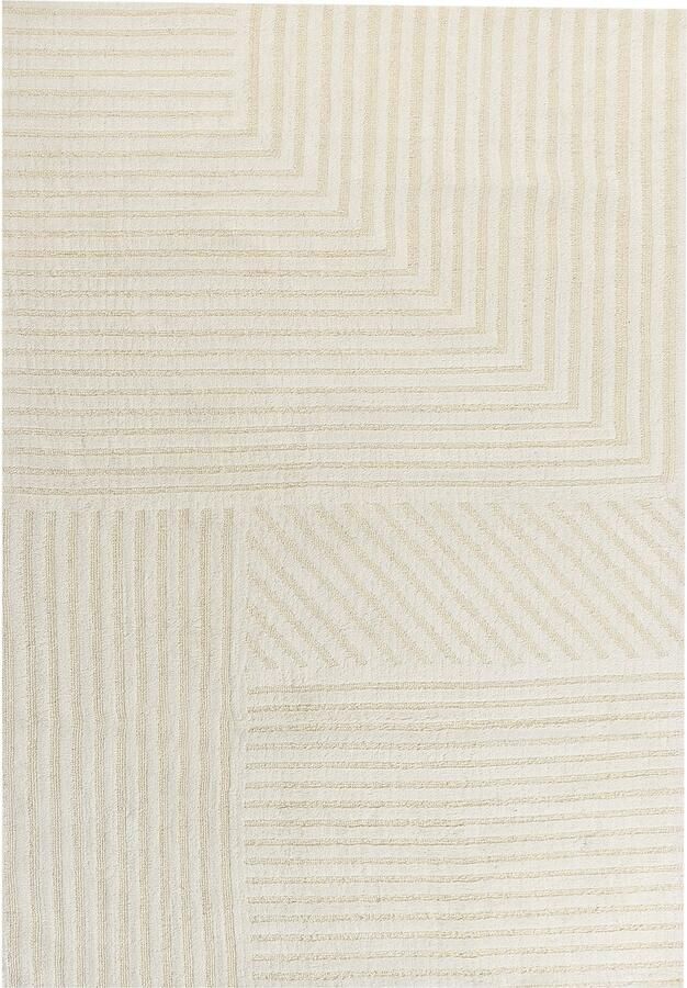 Beliani ABEGUM Vloerkleed Lichtbeige 160 x 230 cm Wol