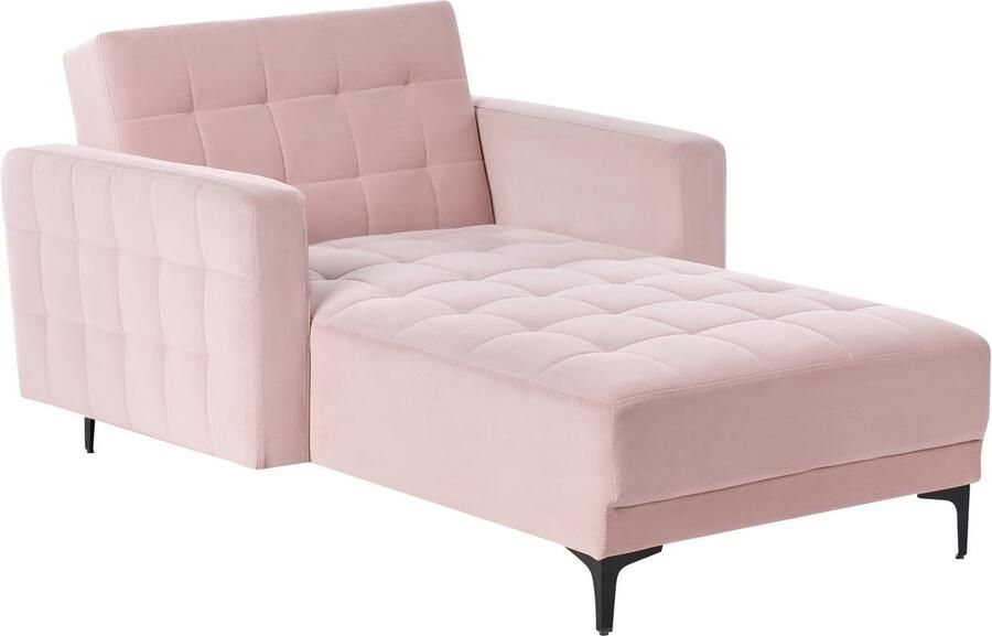 Beliani Chaise longue ABERDEEN Fluweel Pastelroze