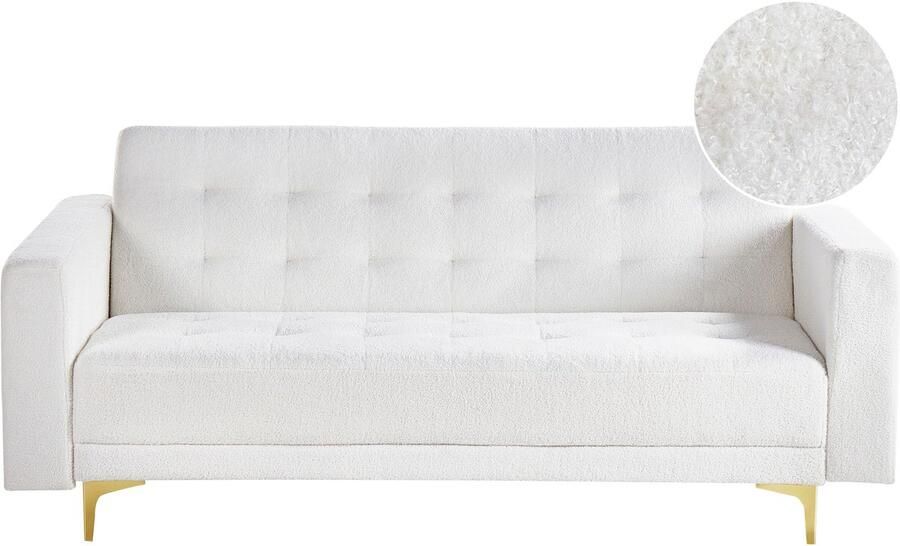 Beliani ABERDEEN Slaapbank 3-zits Wit Bouclé